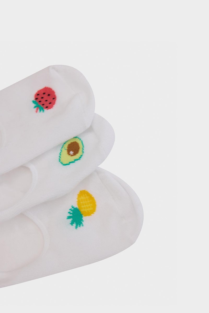 DeFacto White Woman Woman Fruit 3 piece Babet Socks Casual - Image 5